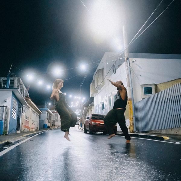 Dancing in the street at night